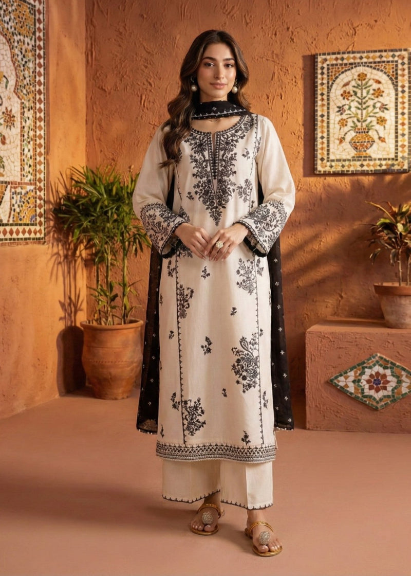 WHITE PEARL EMBROIDERED 3PC