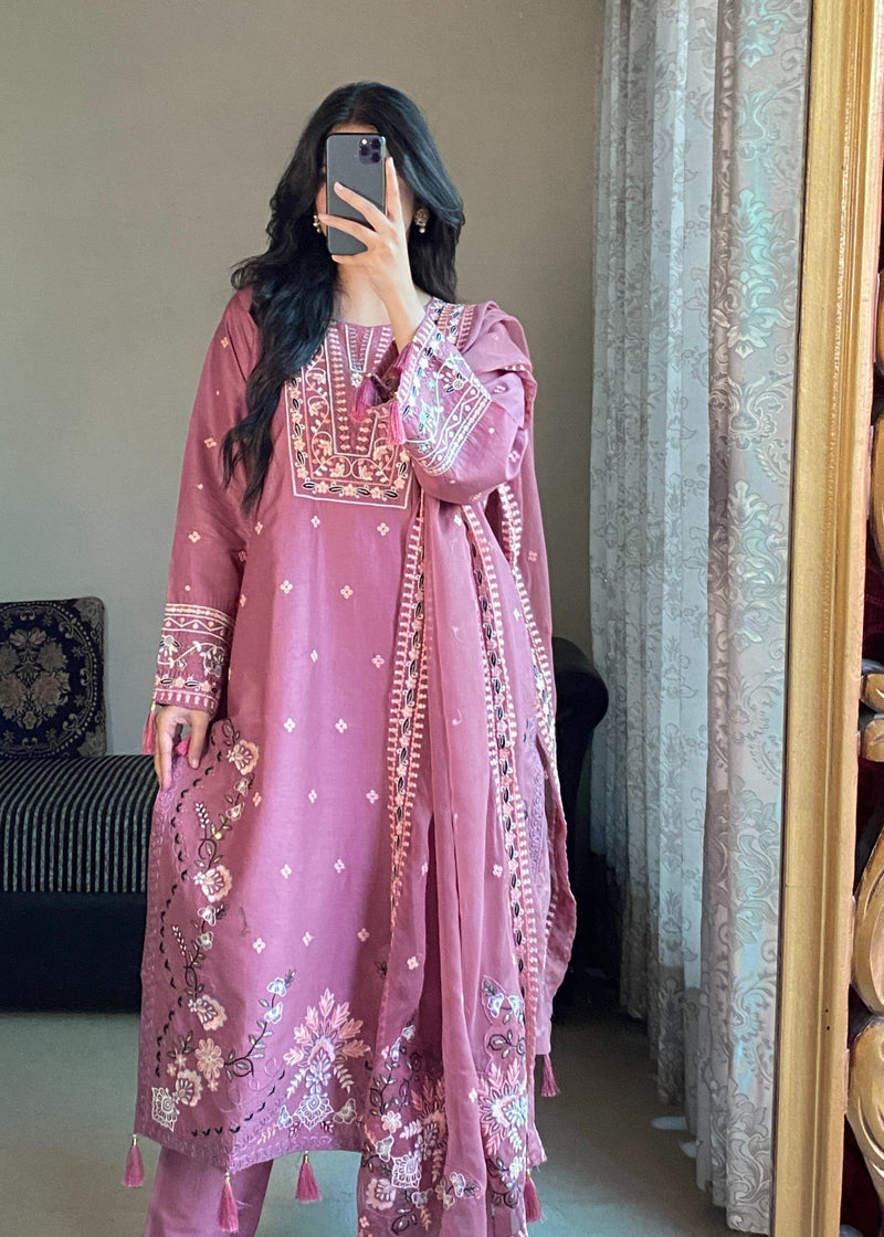 DUSTY ROSE ELEGANCE EMBROIDERED 3PC