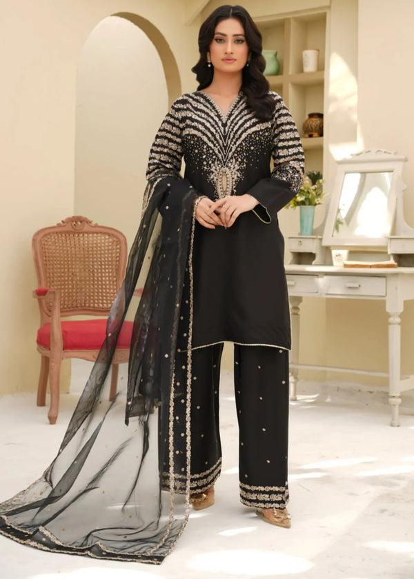 BLACK PEACOCK EMBROIDERED 3PC