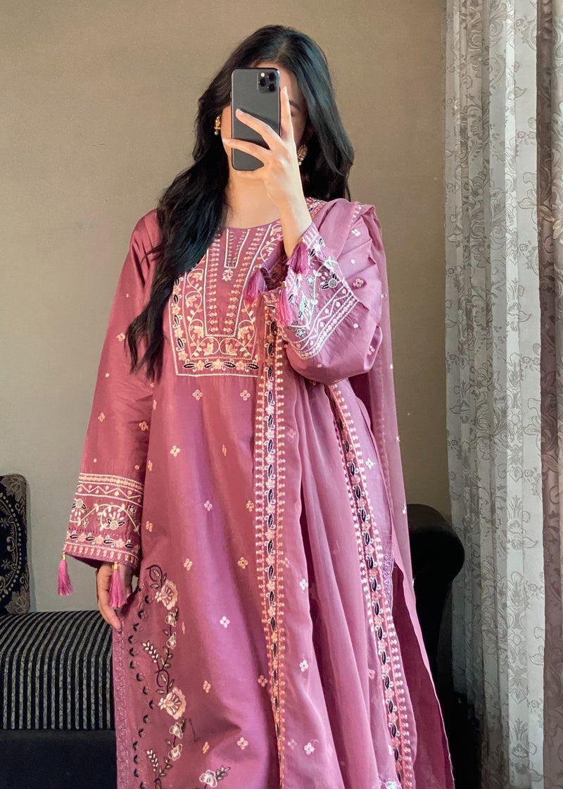 DUSTY ROSE ELEGANCE EMBROIDERED 3PC